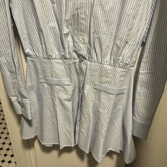 NWOT Pleated Pinstriped Poplin Mini Dress Size M - Picture 7 of 10